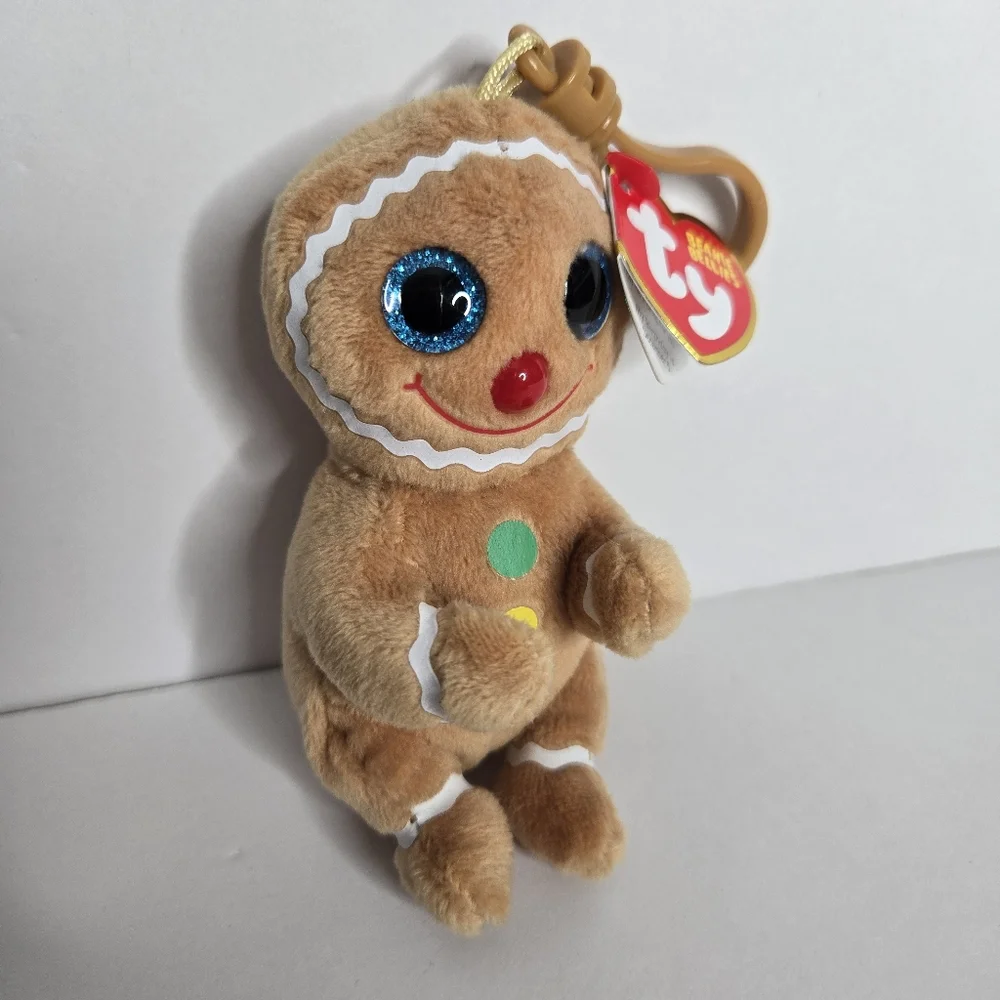 Ty Beanie Bellies Cookie the Gingerbread 4.5 inch Plastic Key Clip Purse Charm